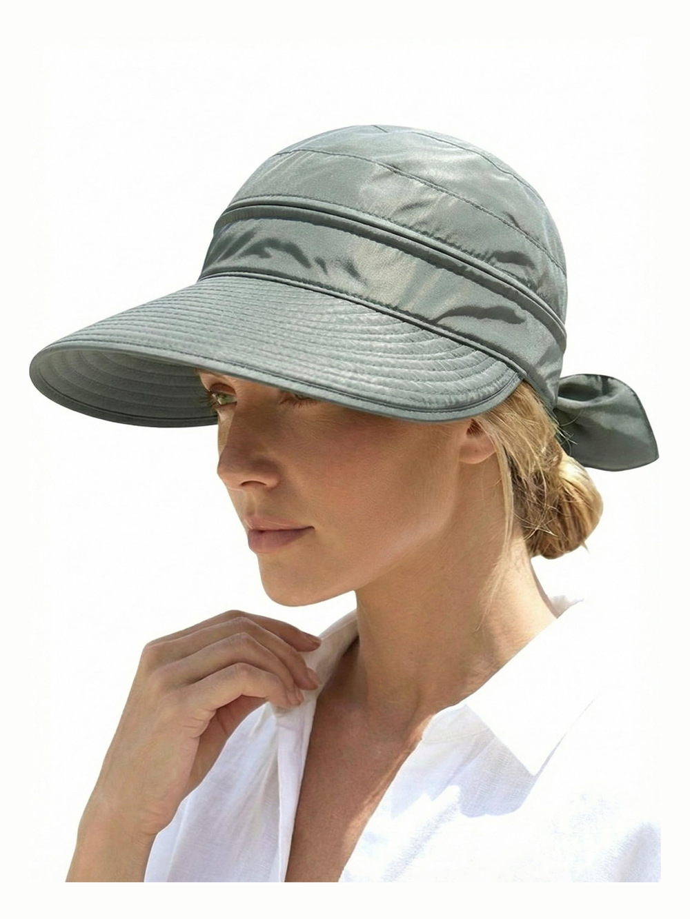 2-in-1 Women’s Sun Visor Sun Hat Zipper Off Ponytail | Light Green | Size OS